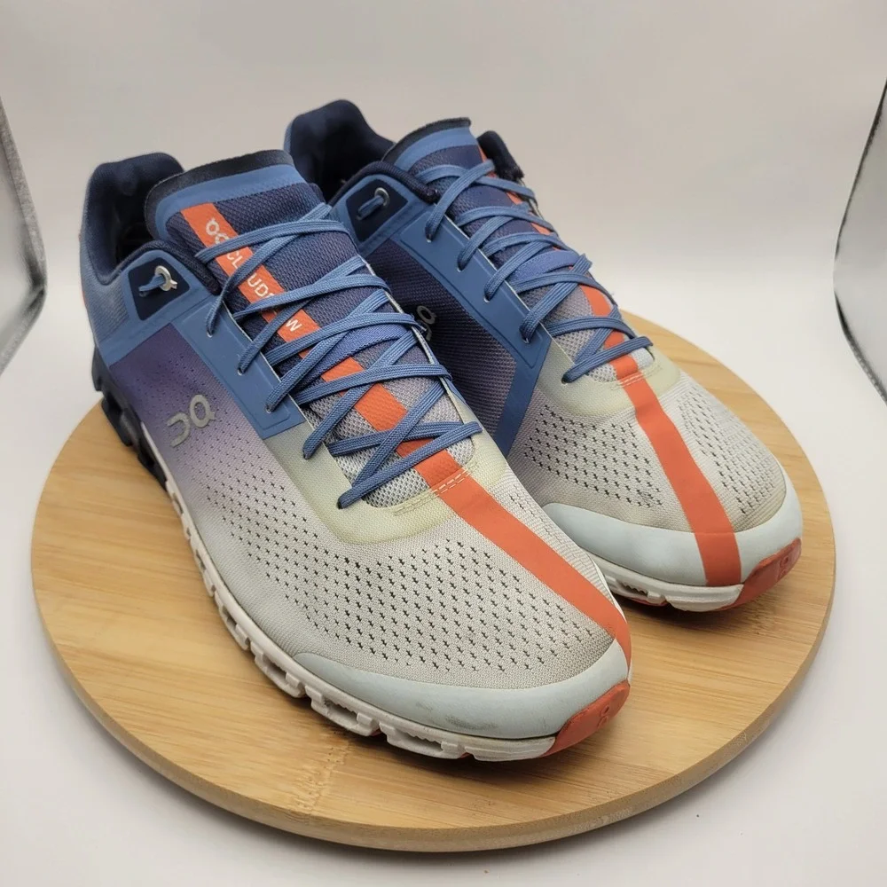 On Running Cloudflow Mens Blue Orange Grey Running Shoes 35.99237 Size 13